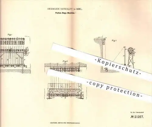 original Patent - Hermann Howaldt in Kiel , 1882 , Platten - Biegemaschine | Schiffbau , Tankplatten , Schiff , Schiffe