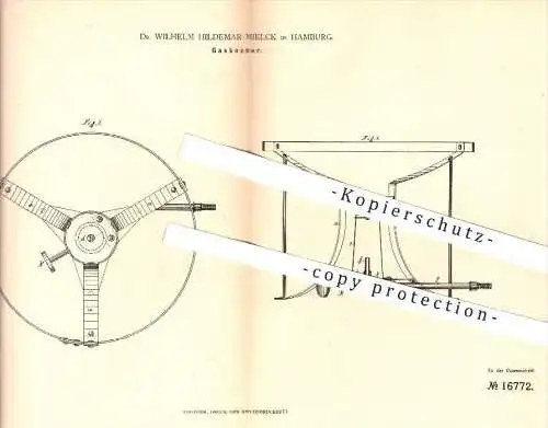 original Patent - Dr. Wilh. Hildemar Mielck , Hamburg , 1881 , Gaskocher | Gas , Kocher , Apotheke , Chemie , Gusseisen