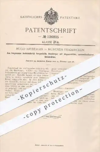 original Patent - H. Helberger , München Thalkirchen , 1900 , Heizkörper aus Isoliermaterial | Heizung , Heizen !!!