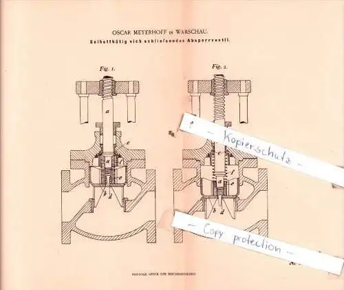 Original Patent  - Oscar Meyerhoff in Warschau , 1898 , Maschinenelemente !!!