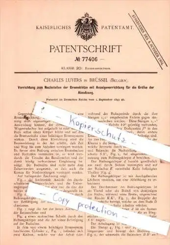 Original Patent  - Charles Luyers in Brüssel , Belgien , 1893 , Eisenbahnbetrieb !!!