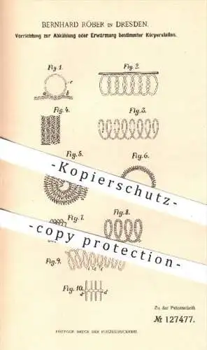 original Patent - Bernhard Röber , Dresden , 1901 , Abkühlung o. Erwärmung bestimmter Körperstellen | Gesundheit , Arzt