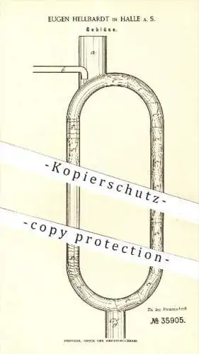 original Patent - Eugen Hellbardt , Halle / Saale , 1885 , Gebläse | Lüftungen , Luft , Lüftung , Druck , Gase !!!