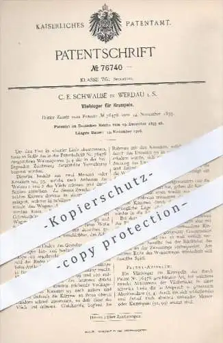 original Patent - C. E. Schwalbe , Werdau , 1893 , Vliesleger für Krempeln | Spinnrad , Spinnerei , Walzen !!!