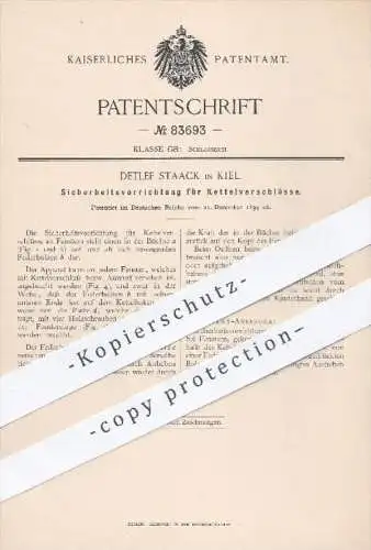 original Patent - Detlef Staack in Kiel , 1894 , Sicherheit für Klettverschlüsse am Fenster | Schlosser , Schlosserei !!