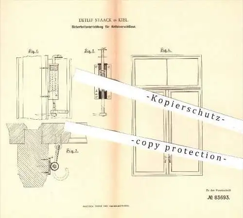 original Patent - Detlef Staack in Kiel , 1894 , Sicherheit für Klettverschlüsse am Fenster | Schlosser , Schlosserei !!