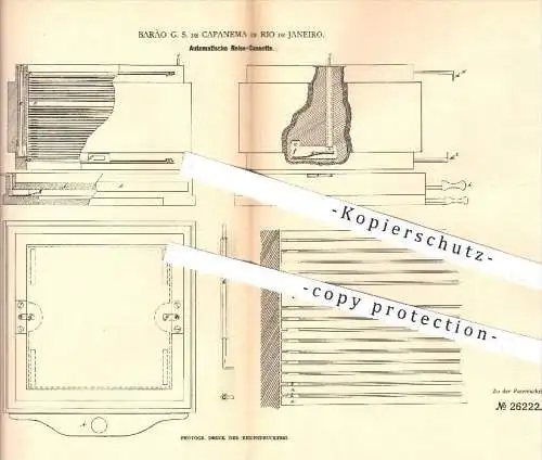 original Patent - Barão G. S. De Capanema , Rio de Janeiro , 1883 , Automatische Reise-Kassette | Fotografie , Fotograf