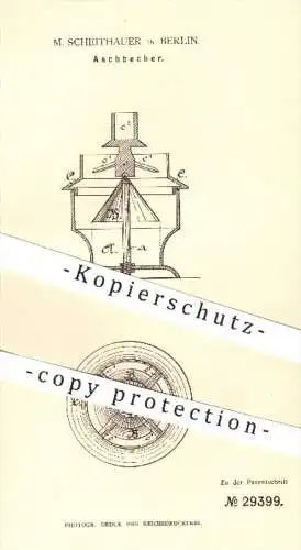 original Patent - M. Scheithauer in Berlin , 1884 , Aschbecher , Aschenbecher | Rauchen , Tabak , Zigaretten , Asche !!