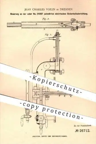 original Patent - Jean Charles Voilin , Dresden , 1883 , elektr. Sicherheitseinrichtung für Dampfkessel | Dampfmaschinen