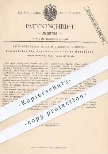 original Patent - Léon Gerard , Wiliam V. Bonsor , Brüssel 1883 , Commutator für dynamo - elektr. Maschinen | Kommutator