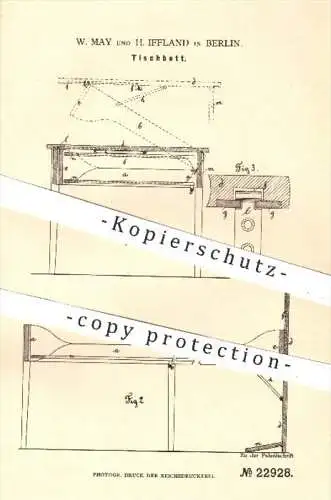 original Patent - W. May u. H. Iffland , Berlin  1882 , Tischbett | Tisch , Bett , Bettmöbel , Möbel , Möbelbauer , Holz