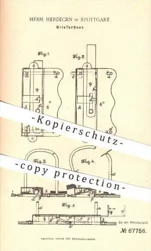 original Patent - Herm. Herdegen , Stuttgart , 1892 , Briefordner | Brief , Briefe , Ordner , Papier , Buchbinder , Buch