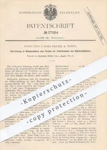 original Patent - Edouard Fages Peyre , Paris , 1883 , Nähmaschinen zum Färben am Handschuhleder | Leder , Nähen !!!