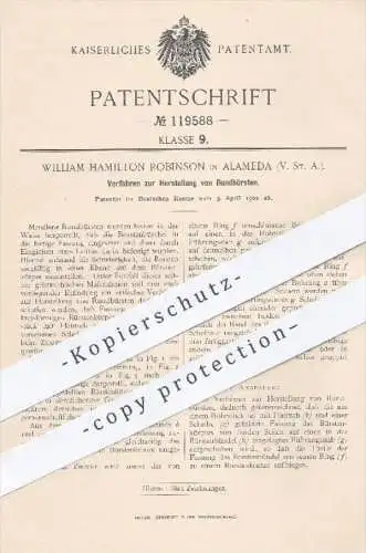 original Patent - William Hamilton Robinson in Alameda , USA , 1900 , Herstellung von Rundbürsten | Bürste , Bürsten !!!