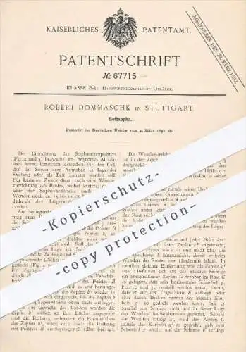 original Patent - R. Dommaschk , Stuttgart , 1892 , Bettsopha , Bettsofa | Bett , Sofa , Bettmöbel , Möbel , Couch !!!