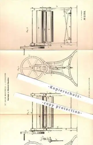 original Patent - W. Brennecke , Hannover , 1882 , Wäscheroll - Maschine , Wäsche , Wäscherei , Mangel , Wäschemangel !!