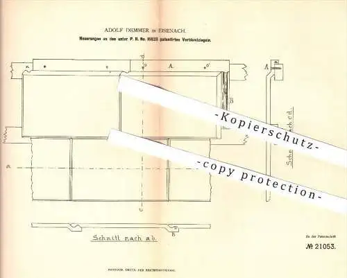 original Patent - Adolf Demmer in Eisenach , 1882 , Verblendziegel , Ziegel , Ziegelei , Dachziegel , Hochbau , Bau !!!