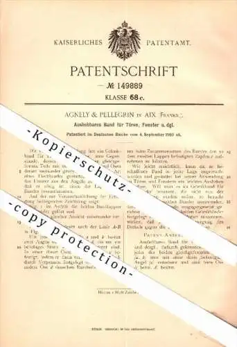 Original Patent - Agnely & Pellegrin à Aix , 1903 , Charnière pour portes et fenetres , fenetre !!!