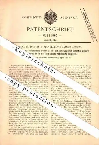 Original Patent - Samuel Davies in Marylebone / London , 1899 , Fahrradantrieb mit Schaltung , bicycle , bike !!!