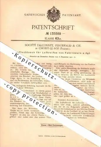 Original Patent - Perodeaut & Cie à Choisy le Roi , 1901 , Luftschlauch für Fahrrad , bicycle !!!