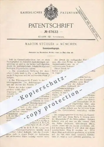 original Patent - M. Stühler , München , 1892 , Gummi - Pantograph , Pantograf , Zeichnen , Allesschreiber , Mathematik