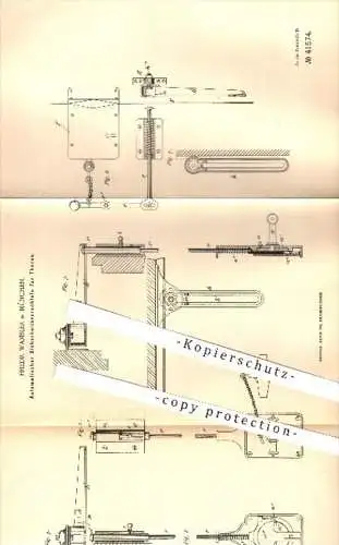 original Patent - Friedr. Wamsler , München , 1887 , Autom. Sicherheitsverschluss für Türen , Tür , Schloss , Schlosser