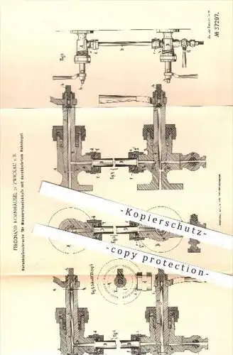 original Patent - F. Kornhäusel , Zwickau , 1886 , Verschluss - Schraube für Wasserstandsköpfe , Dampfkessel !!!