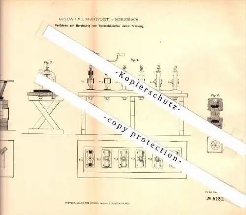 Original Patent - Gustav Emil Stadtvoigt in Schlebusch , 1878 , Herstellung von Knöpfen , Knopf , Knöpfe !!!