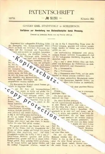 Original Patent - Gustav Emil Stadtvoigt in Schlebusch , 1878 , Herstellung von Knöpfen , Knopf , Knöpfe !!!