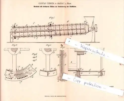 Original Patent  - Gustav Eisner in Hanau a. Main , 1892 , Landwirthschaftliche Geräthe !!!