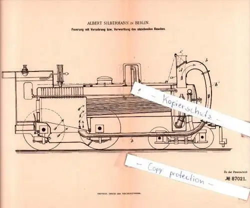 Original Patent  - Albert Silbermann in Berlin , 1895 , Feuerungsanlagen !!!