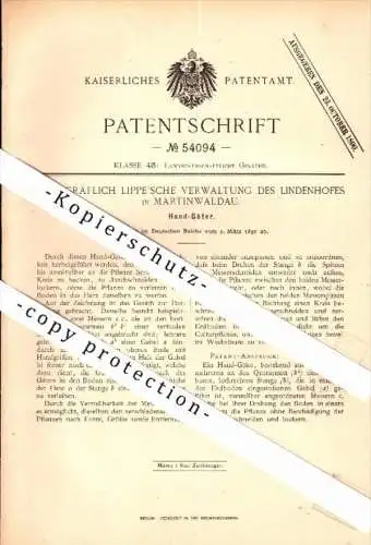 original Patent - Gräflich Lippe'sche Verwaltung Lindenhof - Martinwaldau , 1894 , Hand-Gäter , Agrar , Schlesien !!!