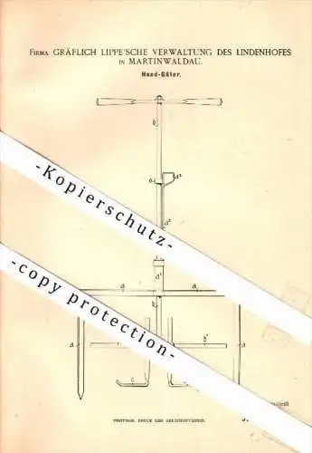 original Patent - Gräflich Lippe'sche Verwaltung Lindenhof - Martinwaldau , 1894 , Hand-Gäter , Agrar , Schlesien !!!