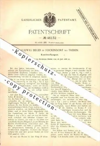 Original Patent - Ludwig Beger in Fockendorf b. Treben , 1888 , Knotenfänger für Papierfabrik , Papier , Pleißenaue !!!