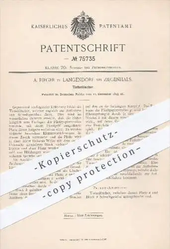 original Patent - A. Rieger in Langendorf bei Ziegenhals , 1893 , Tintenlöscher , Tinte , Papier , Löschpapier !!!