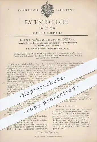 original Patent - Kornel Maslonka in Neu-Sandez , Ungarn , 1905 , Besenhalter für Besen , Borsten , Bürsten , Ginster !!