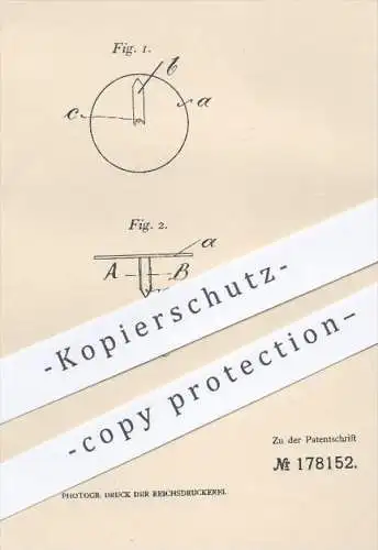 original Patent - Fr. Motz , Brandenburg / Havel , 1905 , Reißnagel aus einem Stück , Reißzwecke , Büromaterial !!!