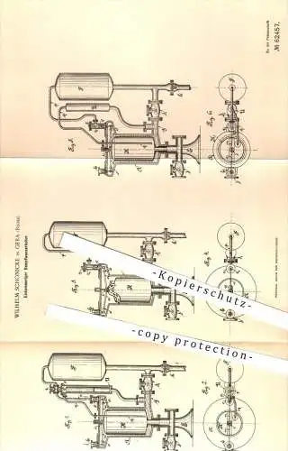 original Patent - W. Schönicke , Gera , Reuss , 1891 , Einkammeriger Dampfwasserheber , Pumpe , Pumpen , Dampf , Kessel