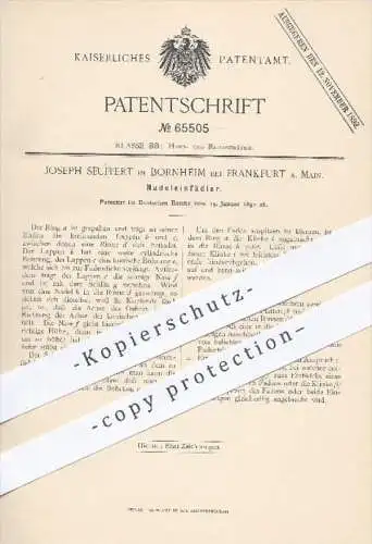 original Patent - Joseph Seuffert , Bornheim - Frankfurt / Main , 1892 , Nadeleinfädler , Nadel , Handarbeit , Nähen !!