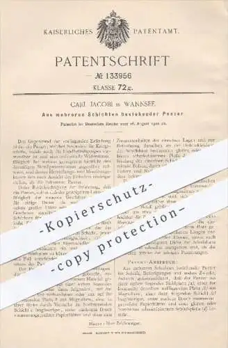 original Patent - Carl Jacobi in Wannsee , 1900 , Panzer aus mehreren Schichten , Schiffe , Kriegsschiffe , Schiff !!!