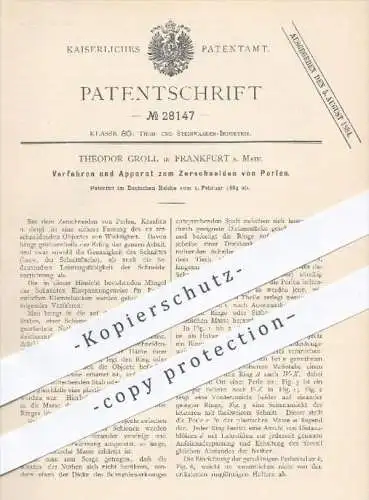 original Patent - Th. Groll , Frankfurt / Main , 1884 , Apparat zum Zerschneiden von Perlen , Korallen , Perle , Koralle