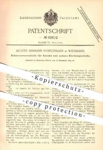 original Patent - Aug. H. Hanschmann , Wiesbaden , 1894 , Scherenverschluss für Schuhe und Kleidung , Nürnberger Schere