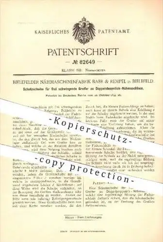 original Patent - Nähmaschinenfabrik Baer & Rempel , Bielefeld , 1894 , Schutz für Greifer an Doppelstich - Nähmaschine