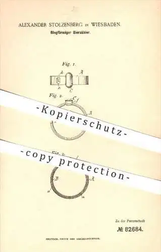 original Patent - A. Stolzenberg , Wiesbaden , 1894 , Ringförmiger Bierzähler , Bier , Gastronomie , Ausschank , Kellner