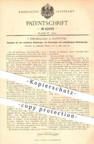 original Patent - F. Ebelsbacher , Hannover 1894 , Sperre für Bildträger mit selbsttätigem Wechsel der Bilder , Panorama