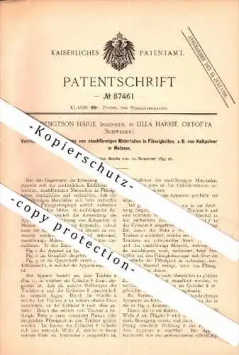 Original Patent - Per Bengtson Härje in Lilla Harrie , Örtofta , 1895 , Apparat für Zuckerfabrik , Schweden , Kävlinge !