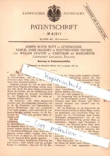 Original Patent  - J. Elton Bott in Levenshuline, S. John Hackney in Boothroyden Rhodes , 1887 , !!!