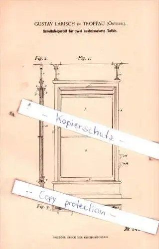 Original Patent  - Gustav Larisch in Troppau , Österr. , 1902 , Schultafelgestell !!!