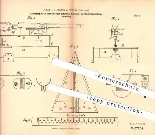 original Patent - J. Livtschak , Wilna , Russland , 1886 , Vorrichtung zur Zielübung u. zum Einschiessen mit Gewehr !!