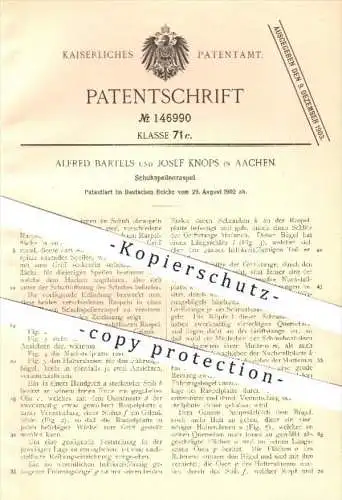 original Patent - A. Bartels , J, Knops / Aachen , 1902 , Schuhspeilenraspel , Schuhe , Schuhwerk , Schuster , Raspel !!